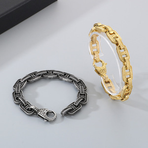 Vintage Elegant Trendy Men's Gold Plated Stainless Steel Geometric Hip Hop Bangle Jewelry Christmas Gift - Product Image 5