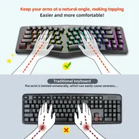 68 Keys Hot Swap Gaming Keyboard Creative Wave Shape Ergonomic Office Relax RGB Colorful Light Type C Wired Keyboard