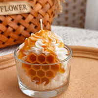 Bougie artisanale en cire de soja en forme de dessert, crème fouettée, parfumée aux fruits, dans un verre, pour la décoration intérieure, cadeau, vente en gros