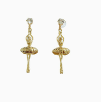 Boucles d'oreilles élégantes en or pour femmes, motif ballerine, bijoux fantaisie pour filles, cadeau idéal