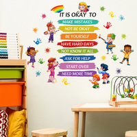 Autocollant de devise familiale de haute qualité, décorations colorées pour la salle de classe, décoration murale imperméable pour enfants