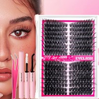 Kit d'extension de cils individuels segmentés 3D à pointes pointues, à coller à chaud, pour pose DIY