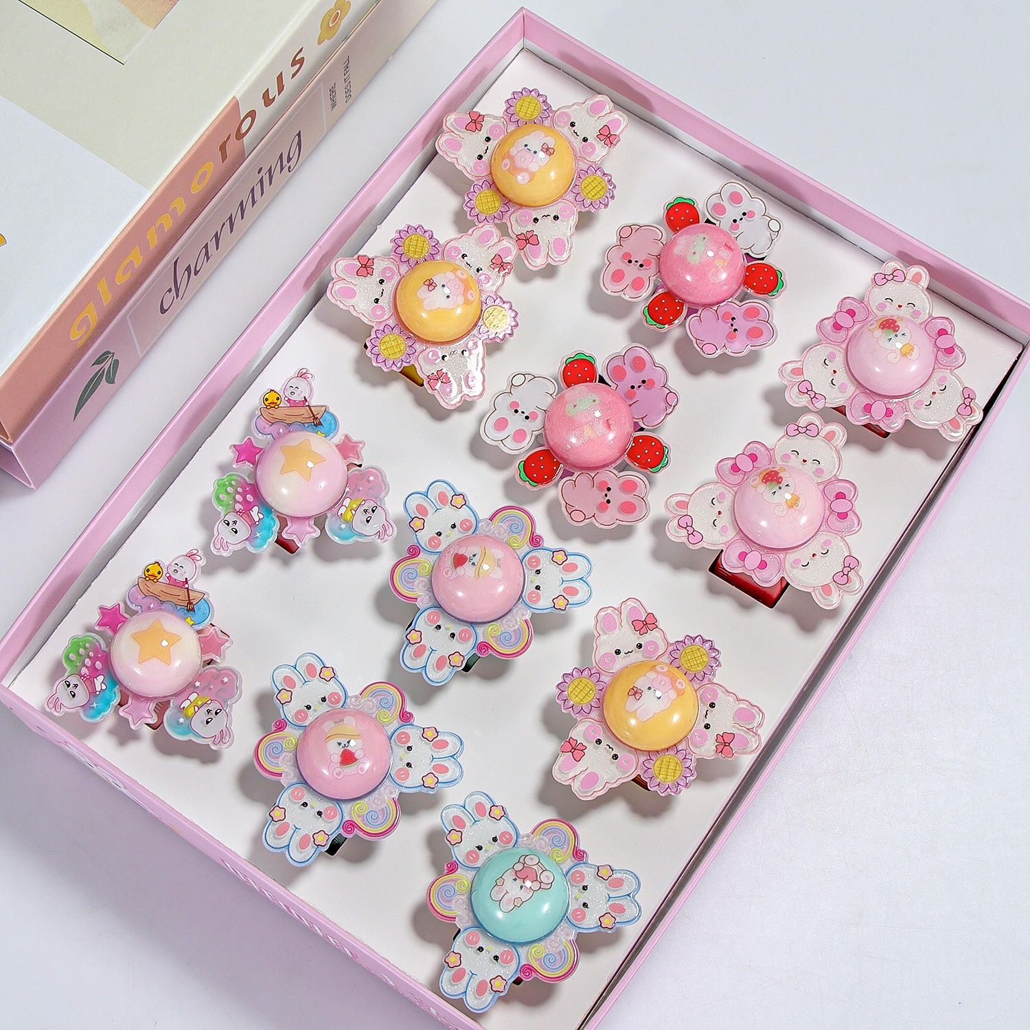 2 Little Bunny Fruit Light - Up Snap Rings 1 Piece