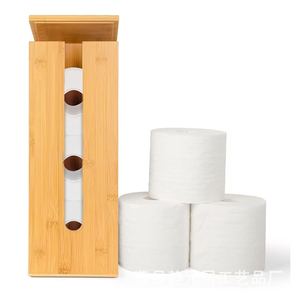 Bamboo Toilet Paper Holder Rectangular With Lid Eco-Friendly Storage <b>Box</b> For Household Use - Product Image 3