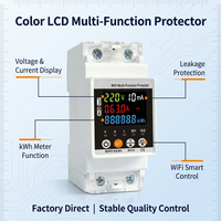 Protecteur de surtension et de sous-tension intelligent WiFi Tuya monophasé 220V AC 63A avec protection contre les fuites et triple affichage, rail DIN pour boîtier électrique