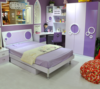 Ensemble de meubles de chambre à coucher pour enfants en MDF rose bon marché de style princesse moderne