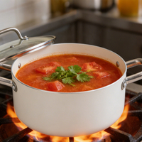 Casserole multifonctionnelle en aluminium pressé de 24 cm, sans PFAS, antiadhésive, écologique, avec double poignée, compatible four, pour soupes et plats mijotés