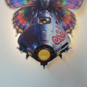 Tema espacial, luz de pared misteriosa, OVNI, decoración de pared de madera con luz regulable, luz de pared decorativa recargable para habitación de niño - Product Image 5