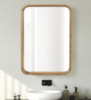 Fournisseur de miroirs en bois OEM/ODM en gros, certifié BSCI, miroir rectangulaire encadré en bois massif couleur noyer