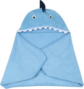 Baby/Infant Luxury Cotton &amp; Polyester Terry Shark Hooded Bath <strong>Towel</strong> with Solid Pattern 34"L X 34"W - Product Image 4