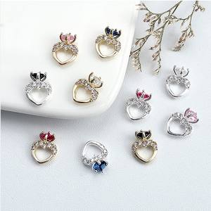 Accessoires de décoration d'ongles en forme de cœur 3D <span class=keywords><strong>avec</strong></span> strass en zircon, breloques en forme de cœur en zircon pour ongles - Product Image 2