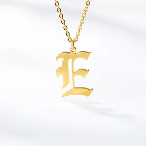 2023 Custom name Necklace gold cursive initials Old English font necklace letter pendant Women's fashion letter necklace
