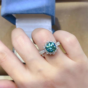 Оптовая продажа, подлинное зеленое кольцо с 2-каратным муассанитом для женщин, алмазная пробная ручка, сертифицированная черная карта в комплекте - Product Image 3