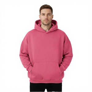 Sweat à capuche oversize en molleton de haute qualité sans cordon, mélange polyester/coton, vente en gros, impression de logo personnalisé, broderie, pour hommes - Product Image 3
