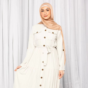 Vestidos Casuales LE DUO para Mujer, Vestido Largo con Botones al Frente y Lazos en la Cintura, Estilo Modesto - Product Image 1