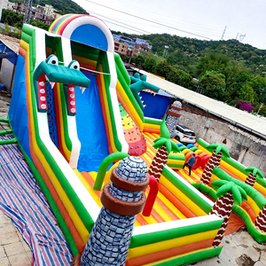 Grand toboggan <span class=keywords><strong>trampoline</strong></span> gonflable commercial en PVC Château gonflable toboggan Mur d'escalade Parc de jeux gonflable pour location - Product Image 1