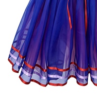 Robe de tutu de ballet style campagnard pour filles, dentelle blanche, manches bouffantes, corset en velours, jupe en tulle superposée bleue, costume de scène