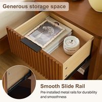 Tables d'appoint cannelées en bois d'hévéa et MDF P2 AJUNION avec 1 tiroir et étagère ouverte pour chambre et salon