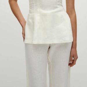 Ensemble deux pièces en lin pour femme été 2025 – Débardeur et pantalon large taille haute pour femme - Product Image 5