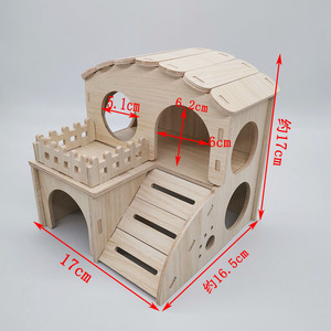 En gros, Maisonnette pour hamster en bois, Nid de repos, Balançoire, Balançoire à bascule, Villa à deux étages, Style moderne Teddy Bear, Pour usage intérieur, Jouet d'aménagement paysager - Product Image 3