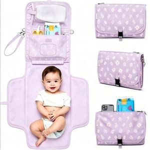 Housse de matelas à langer pour bébé en <span class=keywords><strong>coton</strong></span> polyester personnalisée, pliable, portable, sac à couches, tapis multifonctionnel, réutilisable, imperméable - Product Image 3
