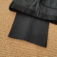 Pantalon formel pour homme MTM sur mesure, style classique, noir à rayures, taille extensible, devant plat, fermeture éclair droite