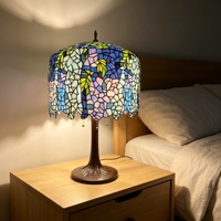 Lámpara de Mesa Turca Moderna Vintage de Vidrio Tintado, Lujosa Lámpara de Escritorio LED con Mosaico Floral, Estilo Antiguo Marroquí para Dormitorio, Mesita de Noche, Hotel