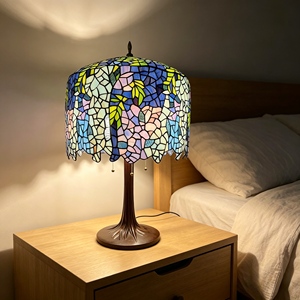 Lampada da Tavolo Turca in Vetro Colorato Stile Vintage Moderno, Lussuosa Luce LED da Scrivania con Mosaico Floreale, Design Antico Marocchino per Camera da Letto, Comodino, Hotel - Product Image 2