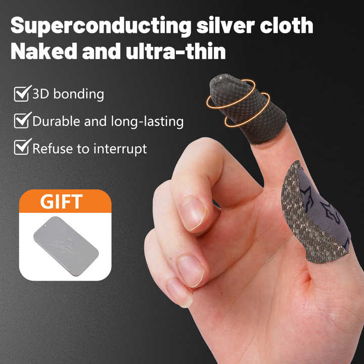 Sarafox C2  4piece Silver-Cloth with Non-slip Particles Mobile Gaming Finger Sleeve, Superconducting Silver Cloth, 0.3mm Thin