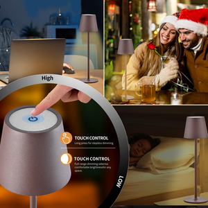 Lampes de table tactiles d'extérieur, lampe de bureau moderne pour chambre à coucher, lampe de table sans fil rechargeable pour bar et restaurant avec port de charge USB - Product Image 2