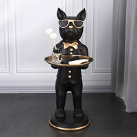 Décoration moderne abstraite pour la maison, Sculpture artisanale en résine, Figurine de bouledogue français, ornements de sol de chien de serveur, vente en gros