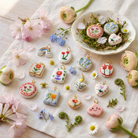Nieuwe Bloemkleur Frisse Hartvormige Keramische Tulp Geschilderde Hanger DIY Charms voor Sieraden Accessoires
