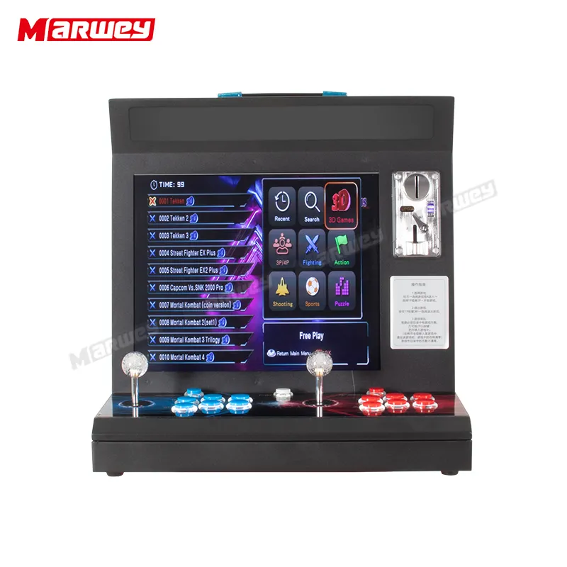Mini Arcade oyun makinesi konsol sikke Opetated Arcade Bartop Metal 17 inç ekran Video oyunu makinesi
