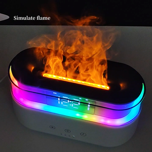 Xách tay ngọn lửa LED máy tạo độ ẩm không khí 180ml chạy cầu vồng Led đèn thời gian tochable ngọn lửa tinh dầu khuếch tán với đồng hồ - Product Image 2