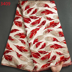 3409 Unique Jacquard brocart nigérian français maille dentelle tissu doré africain <span class=keywords><strong>Net</strong></span> dentelle tissu doux Tulle pour la fête coudre - Product Image 6
