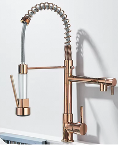 Moderno a leva singola rubinetto da cucina a doppio beccuccio con Pull Down a spruzzo di fabbrica presa per rubinetto a freddo a molla - Product Image 5