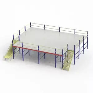 Gemakkelijk Te Installeren 2-laags Mezzanine Vloer Op Maat Gemaakte Multi-Tier Mezzanine Rack Magazijnapparatuur Rekken Stalen Structuur