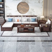 Nouveau canapé en bois massif de style chinois, luxe léger, moderne et simple, pour petit appartement, avec rangement intégré