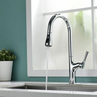 Robinet de cuisine monocommande moderne en céramique avec douchette extractible à ressort brossée pour hôtels, avec cache-trou