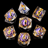 Jeu de dés Dragon Eye DND D & D 7 pièces en résine à noyau liquide polyédrique RPG D & d, pour jeu de rôle sur table