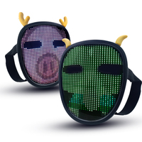 Masque LED programmable Antler avec application Bluetooth, masque lumineux à expressions changeantes pour Halloween, fête costumée