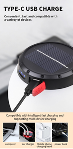 Có Thể Sạc Lại LED Cắm Trại Đèn Lồng Cho Ngoài Trời Vườn Làm Việc Với ABS Năng Lượng Mặt Trời Loại C Sạc Đèn Xách Tay Treo Lều Ánh Sáng - Product Image 6