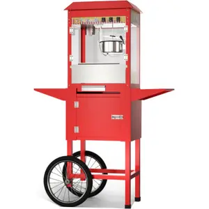 Red color popcorn machine pop corn cart