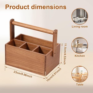 Support en bois multifonctionnel, organiseur, porte-couverts en bois d'acacia, porte-ustensiles en bois d'acacia avec poignée - Product Image 6