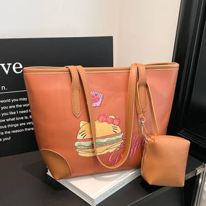 Nouveau Sac Fourre-tout Minimaliste en PU Couleur Unie pour Femme 2026 avec Fermeture Éclair et Portefeuille, Design Mignon de Dessin Animé - Product Image 2