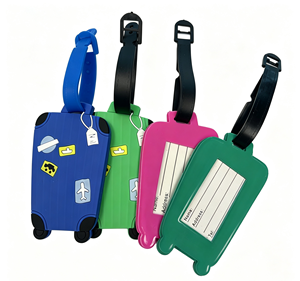 Étiquette de bagage personnalisée en caoutchouc avec porte-billetterie portable, sangle en PVC / boucle en plastique / carte en papier pour bagages de voyage, hôtels et événements - Product Image 5