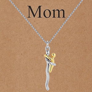 B088 Collana in Rame all'Ingrosso, Gioiello alla Moda Regolabile con Ciondolo Scintillante 'Abbraccio di Madre e Figlio' per la Festa della Mamma - Product Image 6