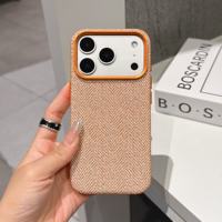 Étui de téléphone magnétique en tissu tissé avec logo personnalisé pour iPhone 18 17 16 15 Pro Max, texture lin, antichoc, protection intégrale, OEM en gros
