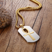 Pendentif Croix Ankh Hiéroglyphe Égyptien Symbole de Vie Délicat en Acier Inoxydable Or 18 Carats Collier Ankh Bijoux pour Hommes et Femmes