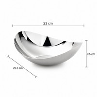 KINNO Bol à fruits ovale de luxe moderne et durable en acier inoxydable, plateau de service incurvé en métal pour fêtes, tables à manger et cuisines